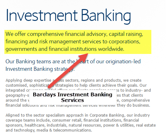 Barclays Investment Banking Services