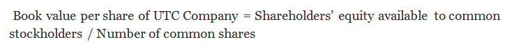 Book value per share of UTC Company formula