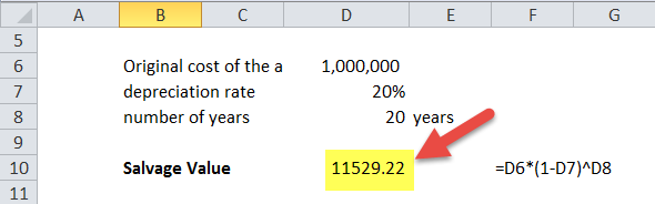 salvage value in excel