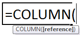 Column Function formula in excel