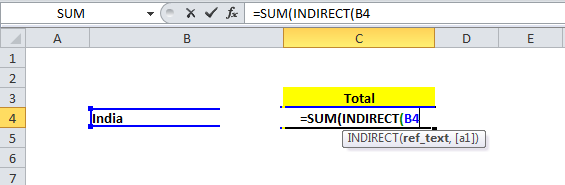 INDIRECT Function in Excel Example 1-16