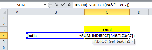 INDIRECT Function in Excel Example 1-17