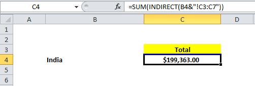 INDIRECT Function in Excel Example 1-18