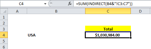 INDIRECT Function in Excel Example 1-20