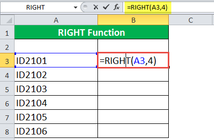 RIGHT Function Example 2-1