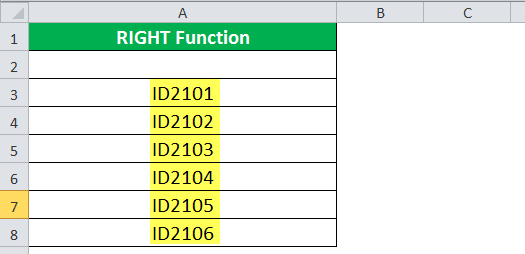 RIGHT Function Example 2