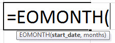 EOMONTH Formula in Excel