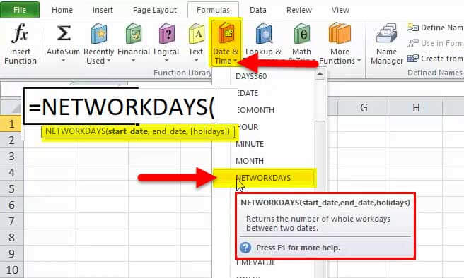 How To Use Networkdays Function In Excel With Examples