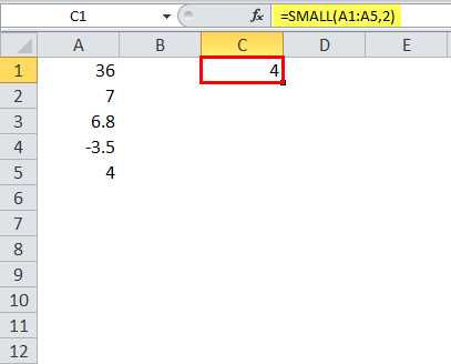 SMALL Function Example - 2