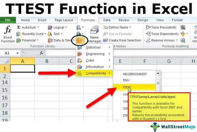 t test function for 2017 mac excel