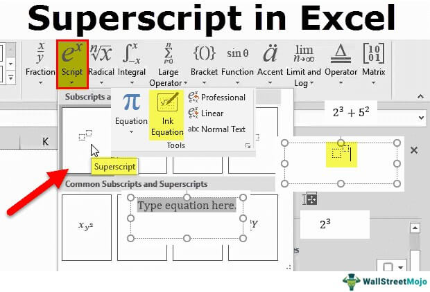 how to make a superscript on excel