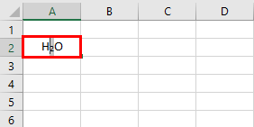 Subscript in Excel Example 1-4