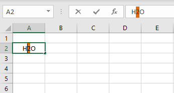 Subscript in Excel Example 1