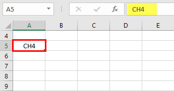 Subscript in Excel Example 2-1