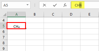 Subscript in Excel Example 2-3