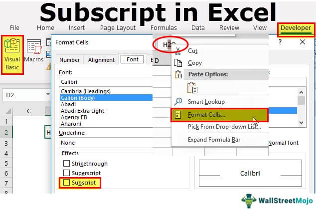 how do put a subscript in excel for mac