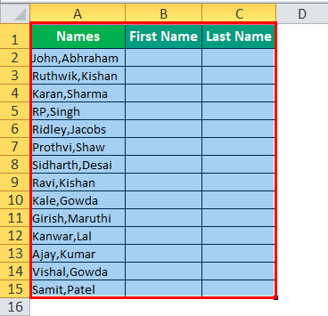 Text to Columns in Excel example 1