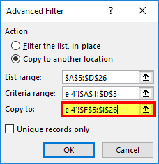 Advance Filter in Excel Example 4-3