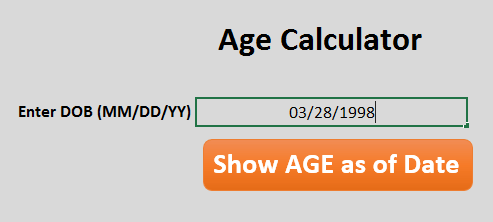 calculate age in excel Method 5-1