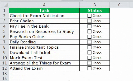 Check list in Excel Example 1-3