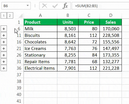 consolidate data in excel 1-11