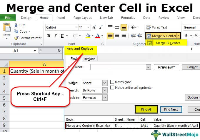 merge and center in excel
