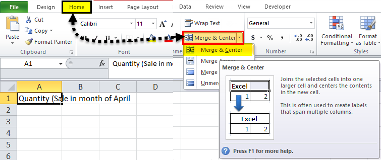 how to merge and center in excel 2016