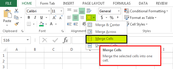 Merge cells
