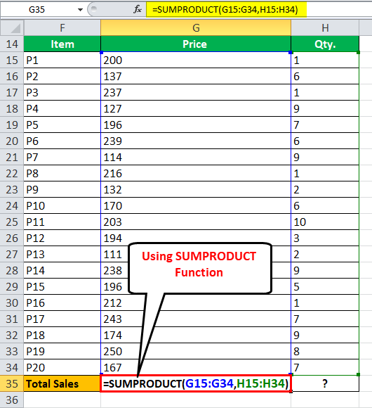Using SUMPRODUCT Function Example 4-1