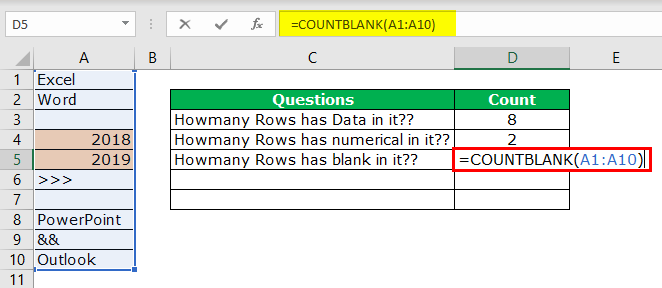 excel how many rows with data