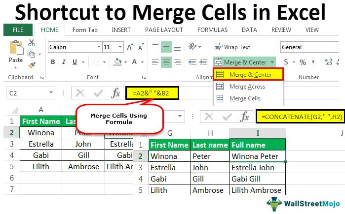 Shortcut to Merge Cells in Excel | Different Types of Merge Options