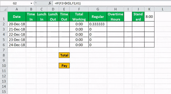 TimeSheet in Excel example 8