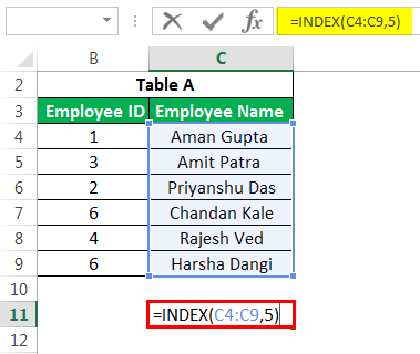 Advanced INDEX Example 2-1