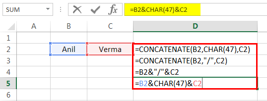 concatenate excel columns Example 4-3
