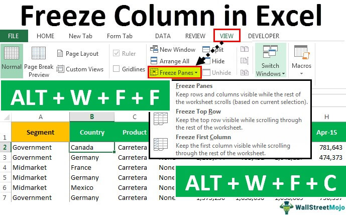 Freeze columns in Excel