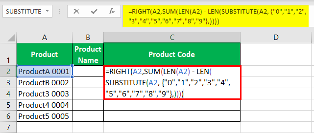 Separate Text using formula step 4