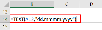 TEXT for dates in Excel example 3