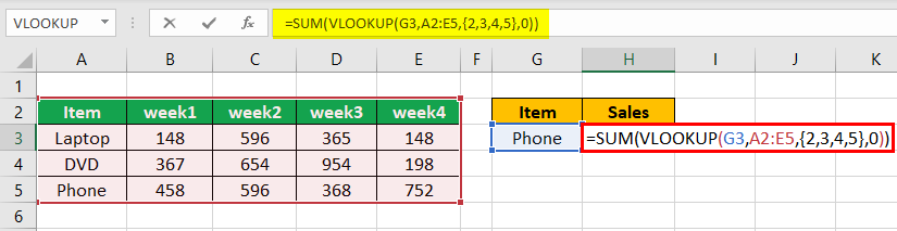 how to sum a column in excel inside vlookup