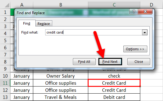 find in excel example 1.3
