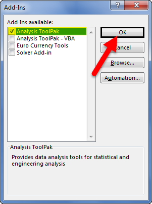 how to load the microsoft excel data analysis toolpak