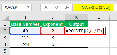 Exponents in Excel Examples 1-7
