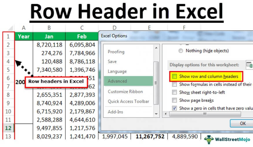 Row Header in Excel