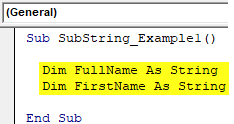 SubString VBA Example 1