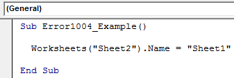 VBA 1004 Error Example 1