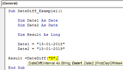 VBA DateDiff Example 1-5