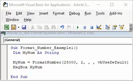 VBA Format Number Example 1-7