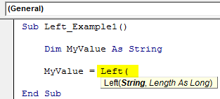 VBA Left Function Example 1-2