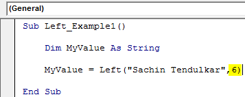 VBA Left Function Example 1-4