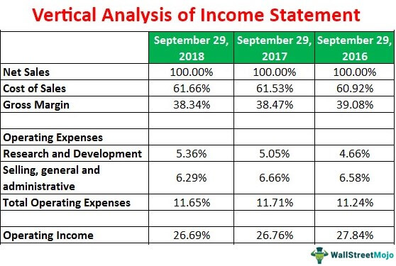 vertical analysis of income statement example interpretation limitation excel