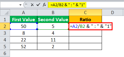 calculate ratio in excel example 1.3
